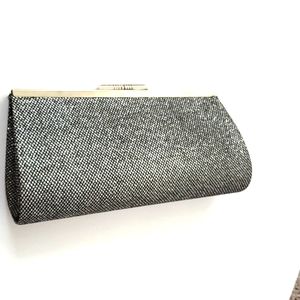 Shimmering Silver Glitter Clutch Purse